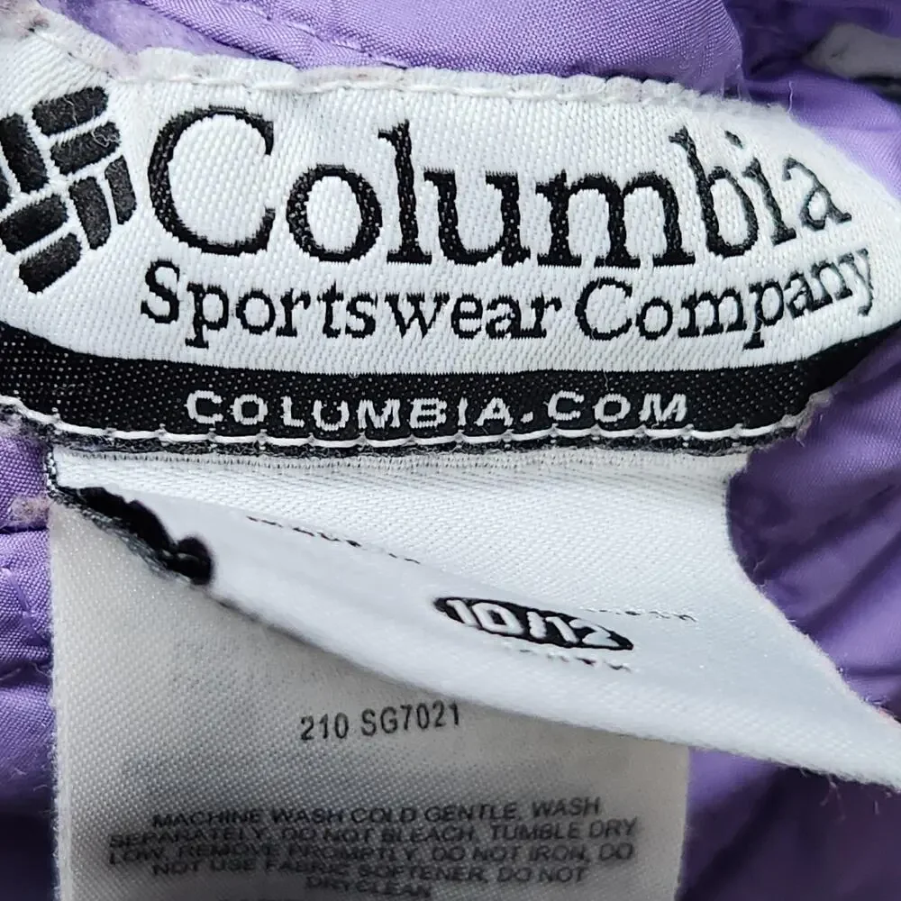 Columbia Jacket Youth 10/12 Purple Reversible Fleece Quilted Hooded Insulated